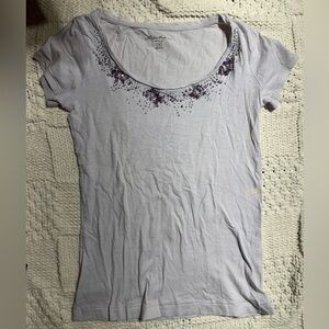 Eddie Bauer Light Purple Short Sleeve Beaded Shirt